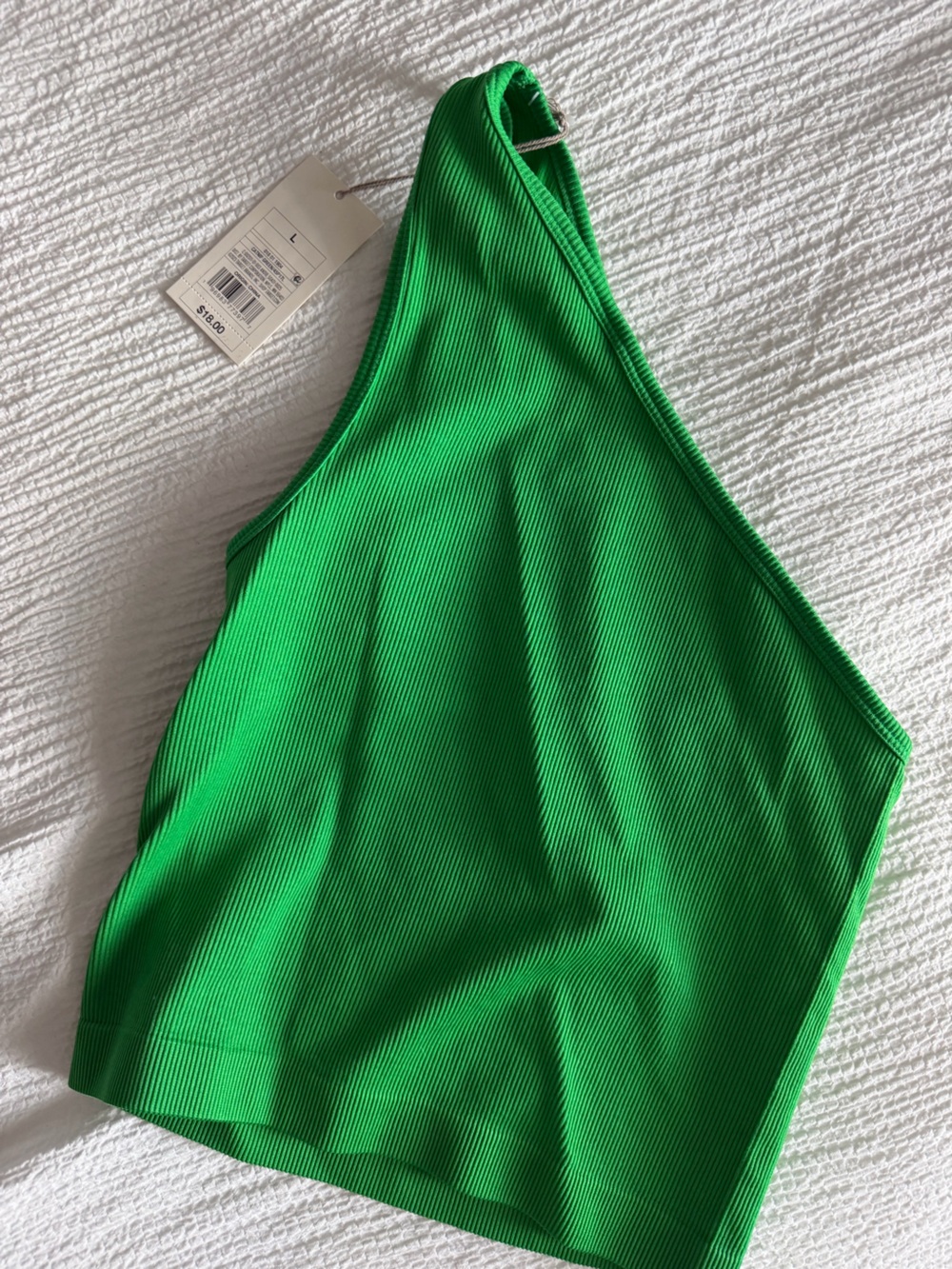 Reformation Bright Green One-Shoulder Ribbed Tank